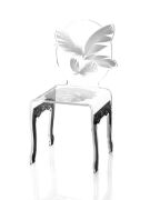 Chaise acrylique Plume blanche pieds noirs - Acrila Concept