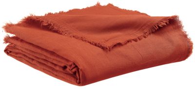 Plaid Zeff Nomade en lin/coton coloris Rooibos 130x180 - Vivaraise