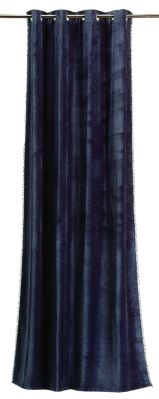 Rideau uni Fara en velours de coton coloris Marine 135x280 - Vivaraise