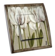 Interrupteur décoré Campagne / Tulipes blanches poussoir - Decorupteur