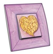 Interrupteur décoré Enfants / Coeur fond violet poussoir - Decorupteur