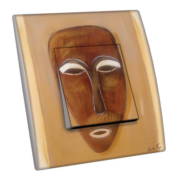 Interrupteur décoré Évasion / Masque africain poussoir - Decorupteur