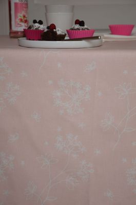 Nappe Astrance rose coton enduit non ourlée 160x160 - Fleur de Soleil