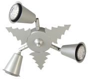 Plafonnier métal peint argent motif sapin 3 spots + rotule Plafonnier métal peint argent motif sapin 3 spots + rotule