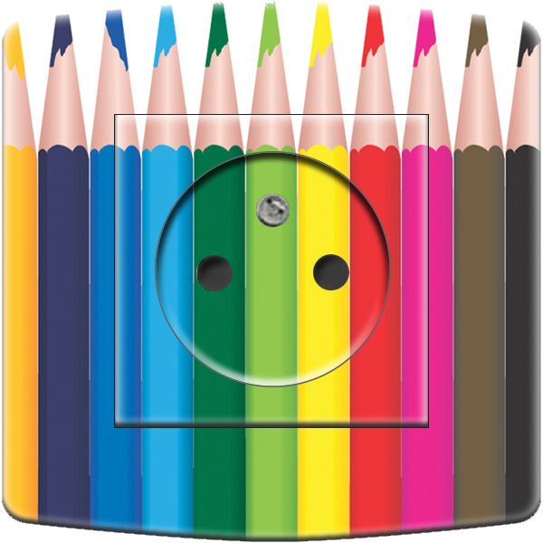 Prise déco Crayons de couleur 2 pôles + terre - DKO Interrupteur