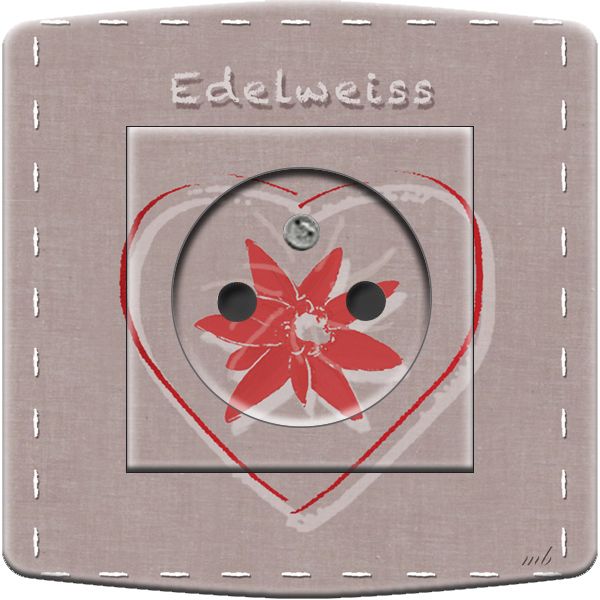 Prise déco Edelweiss & coeur 2 pôles + terre - DKO Interrupteur