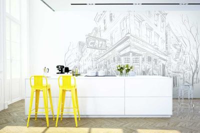 Papier peint panoramique 4 largeurs décor Cafe Street