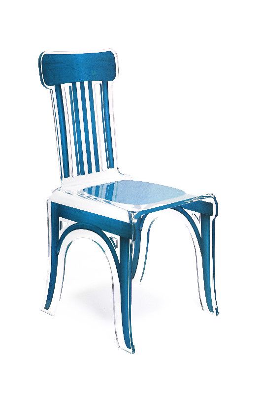 Chaise acrylique Bistrot pieds plexi bleu