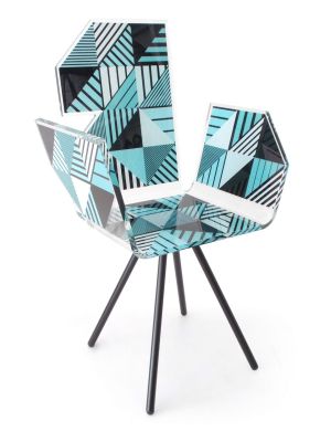 Chaise acrylique Polygone noir/bleu