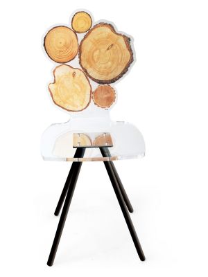 Chaise acrylique Quebec rondin de bois