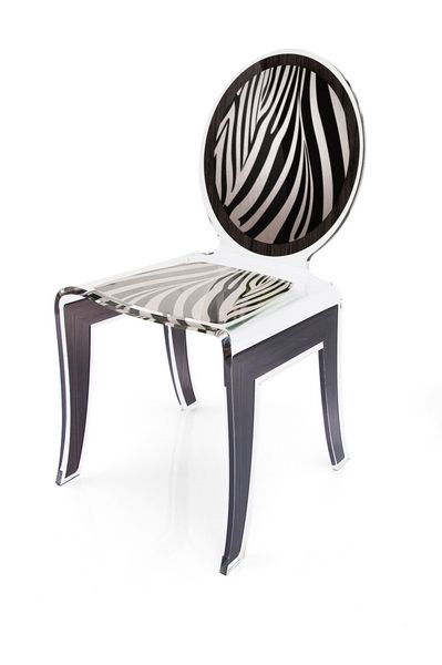 Chaise acrylique Wild zèbre blanc