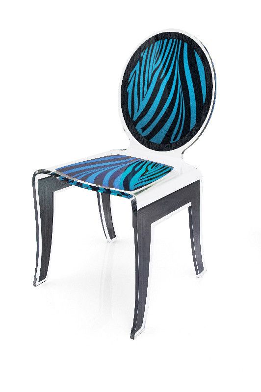 Chaise acrylique Wild zèbre bleu