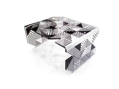 Table basse acrylique Polygone noir/transparent