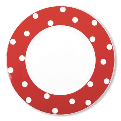 Assiette plate ronde porcelaine Freshness Dots rouge