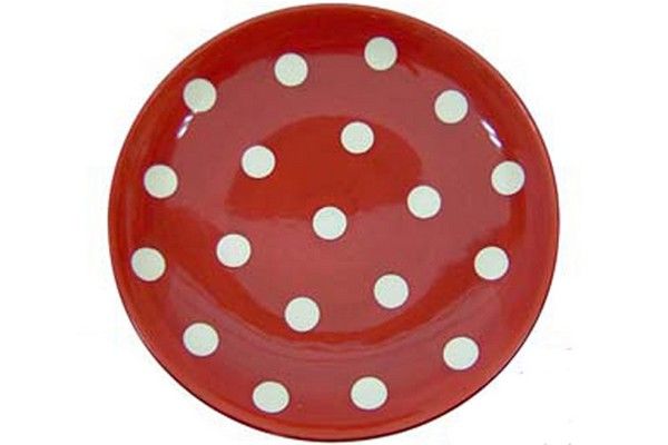 Assiette plate ronde Gros Pois rouge faïence