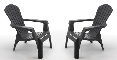 Set de 2 fauteuils de jardin Adirondack anthracite