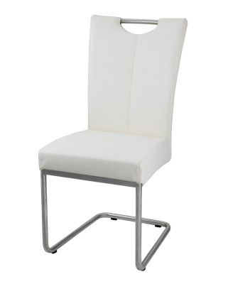 Chaise design inox et simili-cuir Toronto blanc