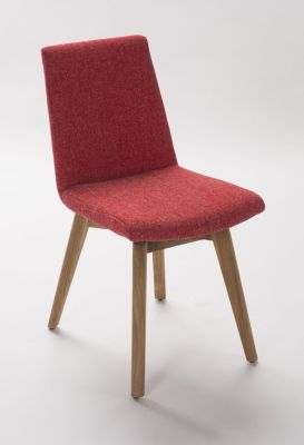 Chaise structure teck Moda tissu rouge
