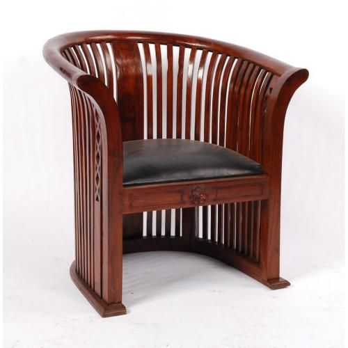 Fauteuil Bois Exotique : Fauteuil teck et croute de cuir Cl?opatre Fauteuil Bois Exotique : Fauteuil teck et croute de cuir Cl?opatre