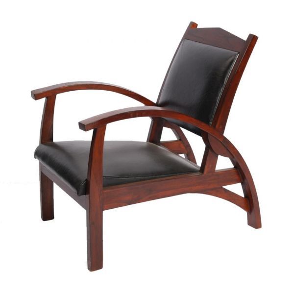 Fauteuil teck et croûte de cuir Titanic  Mobilier  decotaime.fr
