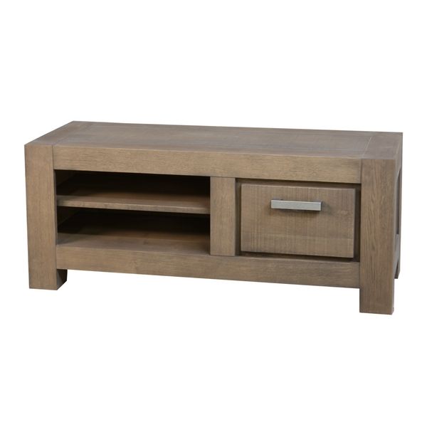 Meuble TV chêne massif Dounia gris brun 1 tiroir 2 niches -> Meuble Tv Massif Gris Meuble TV chêne massif Dounia gris brun 1 tiroir 2 niches -> Meuble Tv Massif Gris
