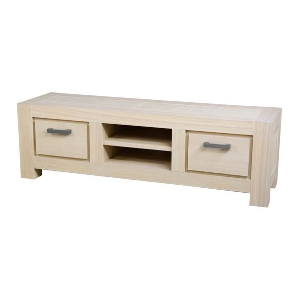 Meuble TV chêne massif Dounia gris sable 2 tiroirs 2 niches -> Meuble Tv Massif Gris Meuble TV chêne massif Dounia gris sable 2 tiroirs 2 niches -> Meuble Tv Massif Gris