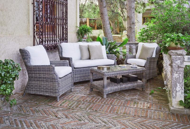 Table De Jardin Teck Recycle : Salon de jardin en résine tressée comprenant 2 fauteuils + 1 canapé Table De Jardin Teck Recycle : Salon de jardin en résine tressée comprenant 2 fauteuils + 1 canapé
