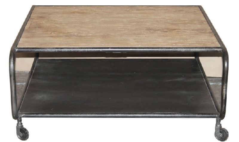 Table basse acacia sablé Metube 100x100x45