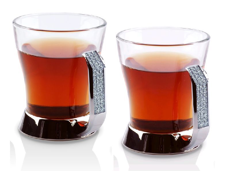 Set de 2 tasses à thé verre et strass Luxe - Aulica