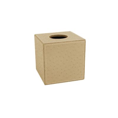Boîte à mouchoirs carrée aspect autruche coloris sable