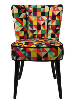 Chaise tissu motifs triangles multicolores