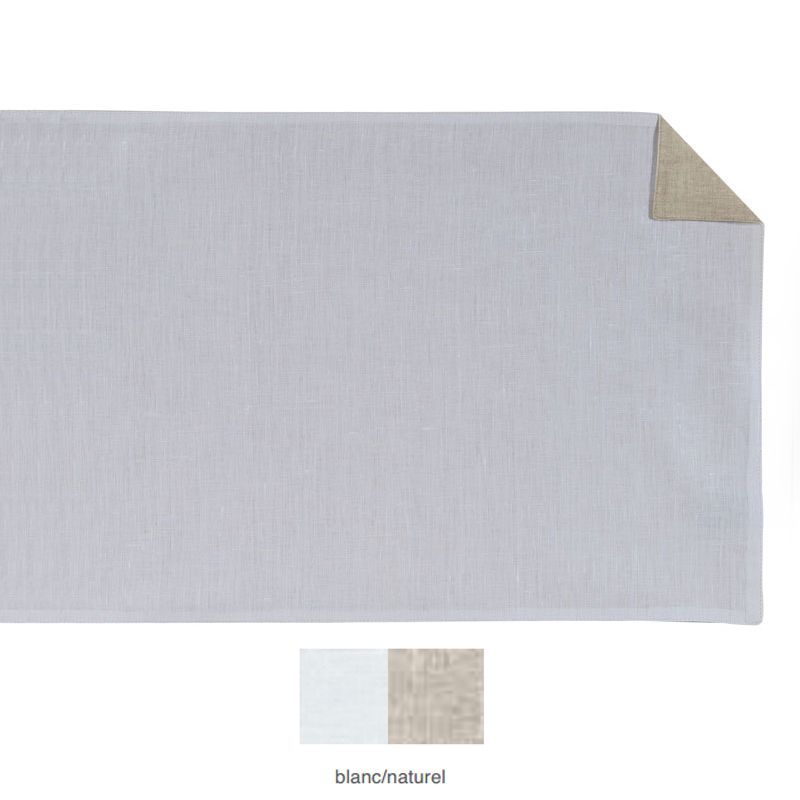 Chemin de table lin bicolore Saint-Germain blanc/naturel 60x140