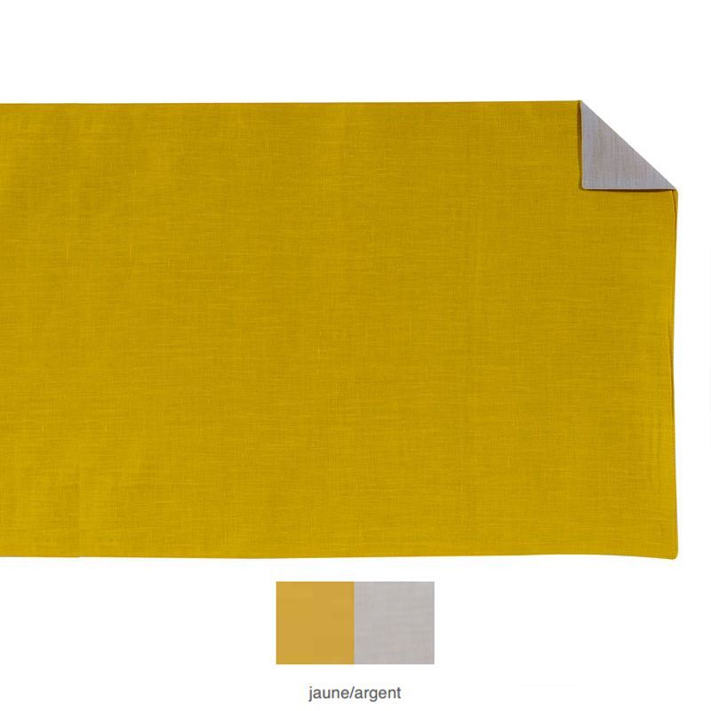 Chemin de table lin bicolore Saint-Germain jaune/argent 60x140