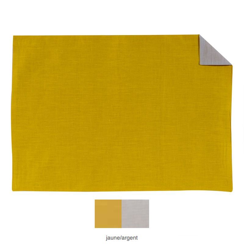 Set de table lin bicolore Saint-Germain jaune/argent 35x50