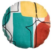 Coussin brodé Romane en coton coloris Multicolore rond Ø50 - Vivaraise