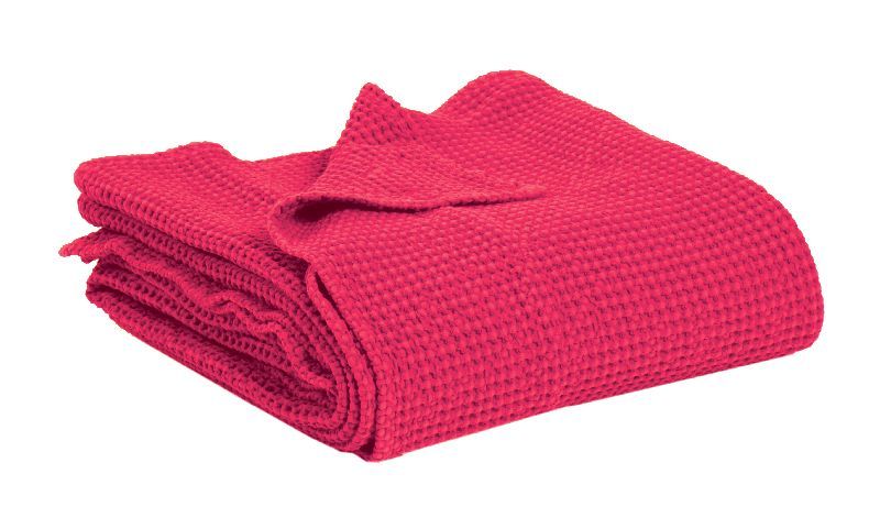 Plaid Maïa coton stonewashed coloris Pink 140x200 - Vivaraise