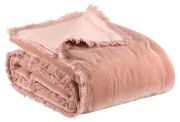 Édredon uni Fara en velours de coton uni coloris Pink 85x200 - Vivaraise