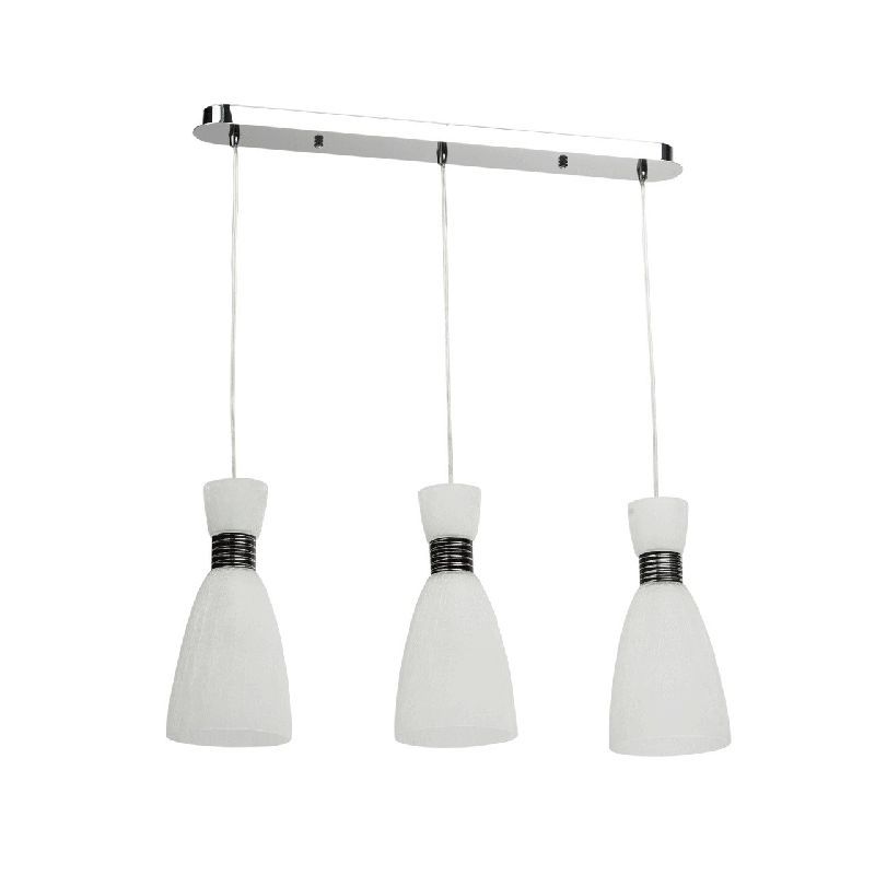 Lustre design métal et verre blanc 3 éclairages mw light Désign Lustres Blanc