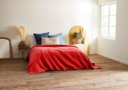 Couverture Sarenne acrylique Courtelle/coton Rouge/bderose 240x260 - Toison d'Or