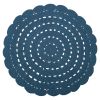 Tapis Alma tricoté main en coton coloris bleu rond Ø120