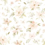 Papier peint Apolline motif fleurs à l'aquarelle blanc Rouleau 10m - LILIPINSO