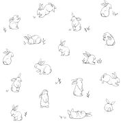 Papier peint Bunny motif petits lapins blanc Rouleau 10m - LILIPINSO