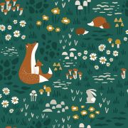 Papier peint Forest happiness motif animaux de la forêt vert Rouleau 10m - LILIPINSO