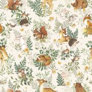 Papier peint Forest motif animaux de la forêt beige Rouleau 10m - LILIPINSO