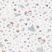 Papier peint Ocean field motif animaux de l'océan gris Rouleau 10m - LILIPINSO
