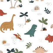Papier peint Sunny motif dinosaures multicolore Rouleau 10m - LILIPINSO
