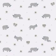 Papier peint Tanzania motif rhinocéros gris Rouleau 10m - LILIPINSO