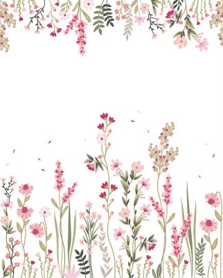 Papier peint panoramique Magenta motif champs de fleurs 200x248cm - LILIPINSO