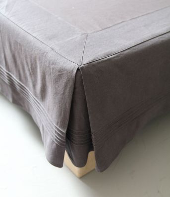 Cache sommier uni en coton coloris gris Granit 90x190 - Sylvie Thiriez