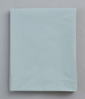 Drap plat uni en percale coloris bleu givré 180x290 - Sylvie Thiriez
